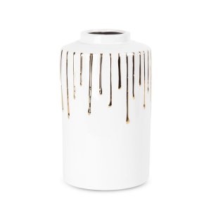 BIAŁO ZŁOTY WAZON CERAMICZNY ~ ELEGANCKI WAZON W STYLU GLAM ~ LUIS3