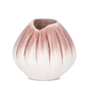 KREMOWO RÓŻOWY WAZON DEKORACYJNY ~ PASTELOWY WAZON CERAMICZNY ~ EVITA-04