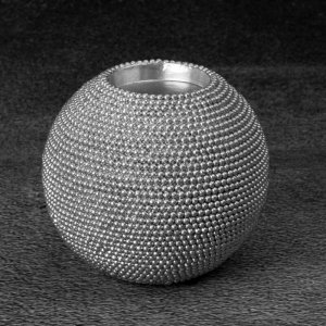 NOWOCZESNY ŚWIECZNIK DEKORACYJNY W STYLU GLAMOUR ~ SREBRNY ŚWIECZNIK CERAMICZNY ~ ELDO/1