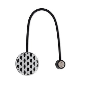 Czarno srebrny magnes do podpięcia zasłon i firan