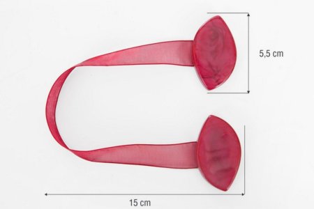MAGNES DO FIRAN I ZASŁON ~ UPINACZ DEKORACYJNY Z MAGNESEM ~ M/17 ~ BORDO ~ 2 SZT