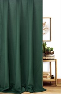 Jednokolorowa tkanina zasłonowa Ikea - "Canvas" ciemna zieleń - 140