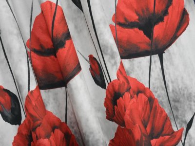 ŻAKARDOWE ZASŁONY Z DUŻYM - KWIATOWYM WZOREM ~ ZASŁONY W MAKI ~ "MAKI" ~ 150x265