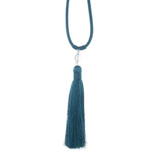Chwost ze sznurem oraz kryształkami w kolorze ciemnego turkusu LILI
