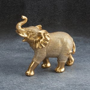 NOWOCZESNA FIGURKA DEKORACYJNA W STYLU GLAMOUR ~ ZŁOTY SŁOŃ CERAMICZNY ~ HARIS-2