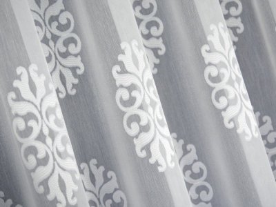 ELEGANCKIE FIRANY W ORNAMENTY ~ FIRANA Z DUŻYM WZOREM NA PANELE I EKRANY ~ "PRESTA" BIEL ~ 290