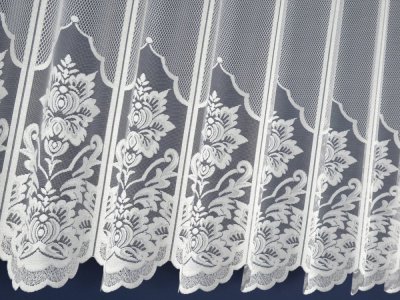 Żakardowa zazdrostka typu panel - eleganckie zazdrostki z żakardu - "Gloria" biel - 90 - kupon 0,60m