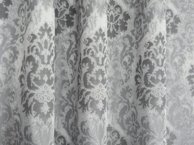 ELEGANCKIE ZASŁONY ŻAKARDOWE W ORNAMENTY ~ "TRACY" SREBRO ~ 150 ~ KUPON 1,75M