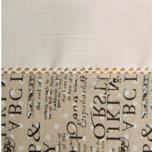 SZARFA Z PLISĄ Z DRUKOWANYM NAPISEM ~ PROSTOKĄTNA ~ BOBI ~ KREM + BEŻ ~ 40x140
