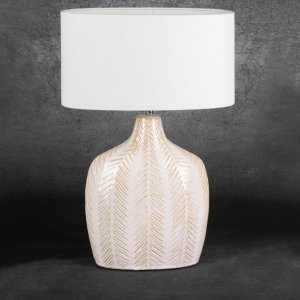 PIĘKNA LAMPA W STYLU FRANCUSKIM ~ KREMOWO ZŁOTA LAMPA CERAMICZNA ~ LIZA-01