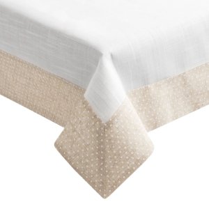 DEKORACYJNA SZARFA Z PLISĄ W KROPECZKI ~ PROSTOKĄTNA ~ ALMA ~ KREM + BEŻ ~ 40x140