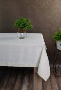 ELEGANCKI OBRUS W KWIATY ~ KREMOWO ZŁOTY OBRUS NA STÓŁ ~ LENA ~ 140x220