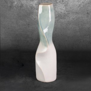KREMOWO MIĘTOWY WYSOKI WAZON ~ FIKUŚNY WAZON W STYL BOHO ~ OZDOBNY WAZON CERAMICZNY ~ LIANA2