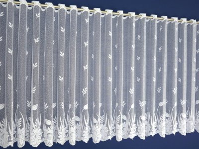 Zazdrostki kuchenne z żakardu Tulipan 0,90 m, kwiatowy wz&oacute;r tulipank&oacute;w i lekka tekstura