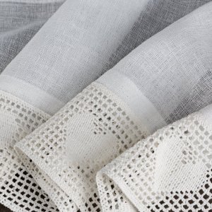 Gotowe zazdrostki retro z tunelem - kremowe zazdroski z koronką - Sweet - krem - 60x150