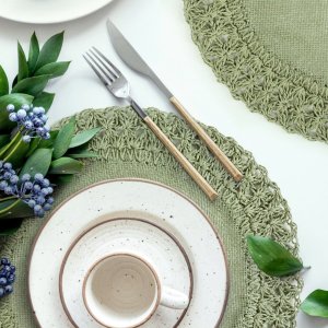 KREMOWA PODKŁADKA DEKORACYJNA ~ EKOLOGICZNA PODKŁADKA POD TALERZE ~ BOHO11 ~ Ø38 ~ KPL. 6 sztuk