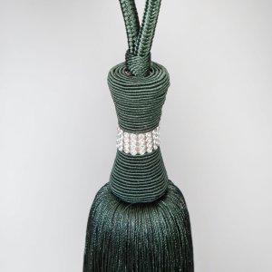 PODPIĘCIE DO ZASŁON W STYLU GLAMOUR ~ CHWOST DO ZASŁON Z CYRKONIAMI ~ SC/SUSANE ~ ZIELEŃ