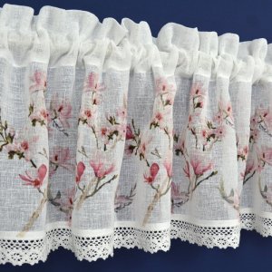Prowansalskie zazdrostki w kwiaty magnolie - kuchenne zazdroski retro - "Amelia" - 30