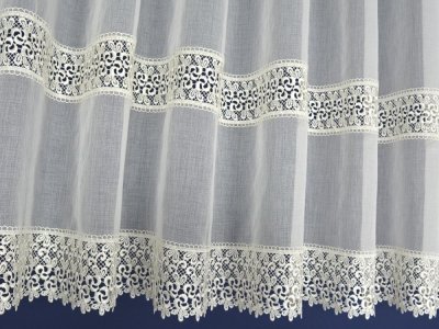 Zazdrostki na szelkach - zazdroski etamina z gipiurą - "Loops" krem - 90