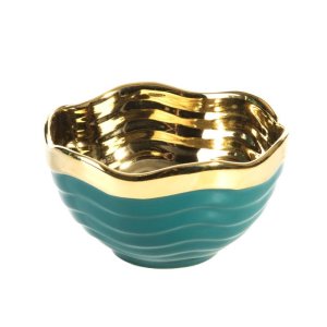 TURKUSOWO ZŁOTA MISA DEKORACYJNA ~ ELEGANCKA MISA CERAMICZNA ~ MAJA/MIS/01