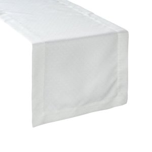 ELEGANCKI BIAŁY BIEŻNIK ZE SREBRNYM WZOREM ~ KLASYCZNY BIAŁY BIEŻNIK Z PLISĄ ~ ELLEN ~ 40x140