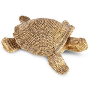 NOWOCZESNA FIGURKA DEKORACYJNA W STYLU GLAMOUR ~ ZŁOTY Ż&Oacute;ŁW CERAMICZNY ~ ELDO/21