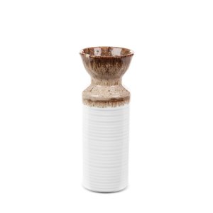 WYSOKI WAZON CERAMICZNY W KOLORZE BIAŁO BRĄZOWYM ~ WAZON DEKORACYJNY ~ ERINA-05