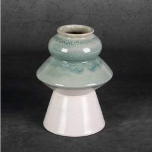 KREMOWO MIĘTOWY WAZON ~ FIKUŚNY WAZON W STYL BOHO ~ OZDOBNY WAZON CERAMICZNY ~ LIANA7