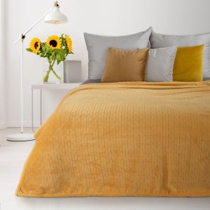 NOWOCZESNY KOC Z PLUSZU W GEOMETRYCZNY WZÓR ~ CINDY4 ~ MIÓD ~ 170x210