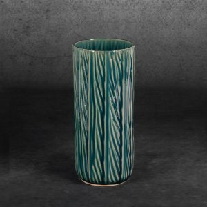 WYSOKI WAZON W STYLU BOHO ~ ZIELONY WAZON CERAMICZNY ~ REA6