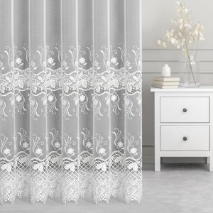 firana FIONA długa z haftem i gipiurą na okno