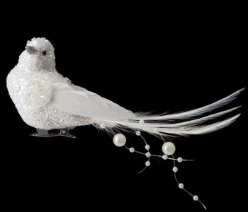 OZDOBA CHOINKOWA SW/OZD/BIRD/46-1 ~ PTAK ~ BIEL ~ kpl. 6szt