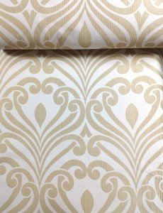 Eleganckie zasłony w ornamenty do salonu glamour - zasłony Pierre  Cardin ~ "Monarch" beż - 140
