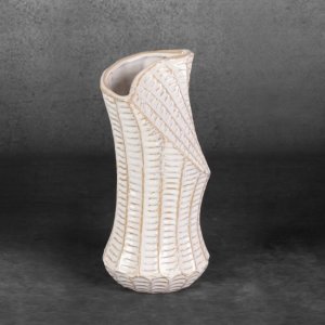 PIĘKNY WAZON W STYLU FRANCUSKIM ~ KREMOWO ZŁOTY WAZON CERAMICZNY ~ LIZA-01