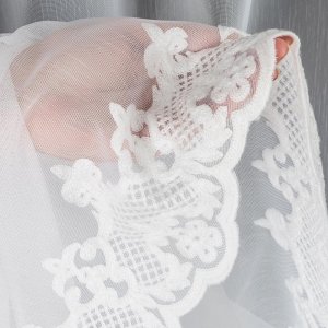 Krótka firana do salonu - Biała delikatna firana do okna - "MORE" - 160