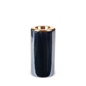 ELEGANCKI GRANATOWO ZŁOTY ŚWIECZNIK CERAMICZNY ~ NOWOCZESNY ŚWIECZNIK ~ AMORA1-4 ~ KPL. 2SZT.