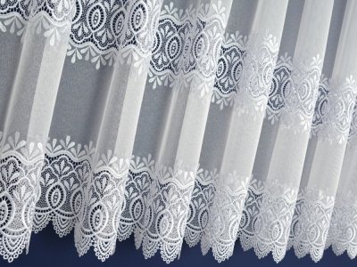 ELEGANCKA FIRANA Z GIPIURĄ - MARKIZETA Z GIPIURĄ ~ 2 SZLAKI GIPIURY ~ "GALIA" - BIEL ~ 170