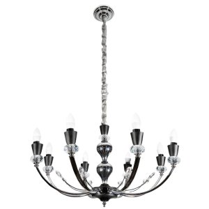 NOWOCZESNY ŻYRANDOL W STYLU GLAMOUR ~ SREBRNA LAMPA WISZĄCA Z KRYSZTAŁAMI ~ MELBA/03