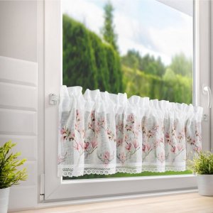 Prowansalskie zazdrostki w kwiaty magnolie - kuchenne zazdroski gotowe retro - "Amelia" - 30x150