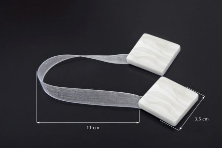 Magnes do firan i zasłon - Upinacz dekoracyjny z magnesem - M/1 - biel