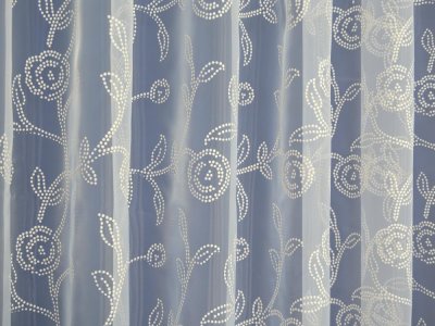 ELEGANCKA FIRANA W RÓŻE ~ ORGANTYNA DRUKOWANA ~ "RUCA" KREM + BEŻ ~ 295