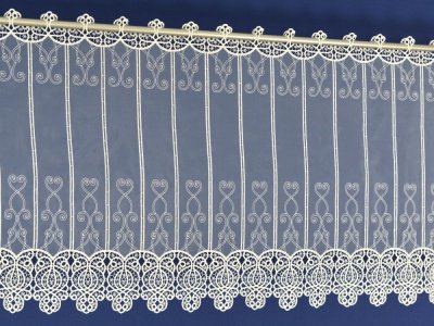Eleganckie zazdrostki panelowe - organtyna z gipiurą - "Ornament" krem - 60 - kupon 0,70m