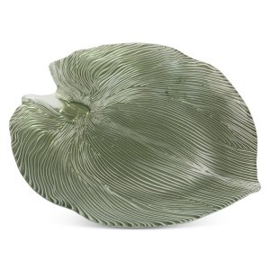 SZKLANA PATERA DEKORACYJNA W STYLU BOHO ~ ZIELONA PATERA ZE SZKŁA KSZTAŁT LIŚCIA ~ MONTE-3