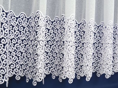 ELEGANCKA FIRANA MARKIZETA Z GIPIURĄ ~ 1 SZLAK GIPIURY ~ "SIMONA" BIEL ~ 305
