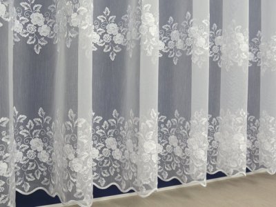 ELEGANCKA - DELIKATNA FIRANA HAFTOWANA SZLAKOWO ~ FIRANA W KWIATY~ "NICOLE" BIEL ~ 280
