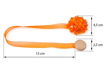MAGNES DO FIRAN I ZASŁON ~ UPINACZ DEKORACYJNY Z MAGNESEM ~ M/31 ~ POMARAŃCZ ~ 2 SZT
