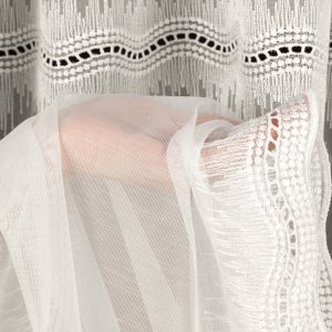 Elegancka firana haftowana &ndash; firana ADEN / BAMBUS, 3 szlaki haftu &ndash; "FLEXA" krem &ndash; 295