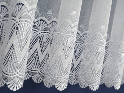 ELEGANCKA FIRANA MARKIZETA Z SZEROKĄ GIPIURĄ ~ 1 SZLAK GIPIURY ~ "BELIZ" BIEL ~ 175