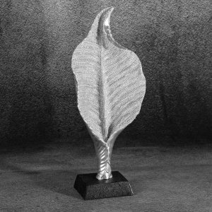 NOWOCZESNA FIGURKA DEKORACYJNA W STYLU GLAMOUR ~ SREBRNY LIŚĆ CERAMICZNY ~ ELDO/7