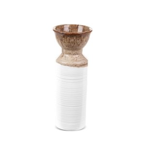 WYSOKI WAZON CERAMICZNY W KOLORZE BIAŁO BRĄZOWYM ~ WAZON DEKORACYJNY ~ ERINA-06